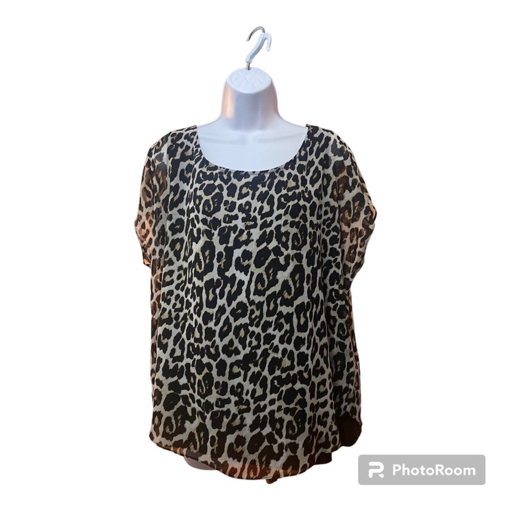 CALVIN KLEIN Ladies Animal Print Top Size XL Dressy Casual Date Night Work